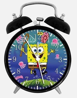 SpongeBob Alarm Clock Night Light Silent Non-Ticking 4 Inches Glass Face W46 - Image 1 of 2