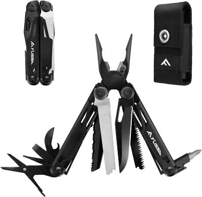 Flissa 16-in-1 Multitool Plier Folding Pocket Tool Bottle Opener Knife Stainless