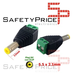 2x Adaptador DC Jack Macho 5.5 x 2.1 MM alimentacion clip tira led strip CCTV - Imagen 1 de 1