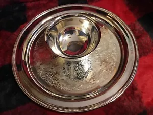 Vintage 1989 Oneida Jefferson Chip and Dip Server 12.5" Silverplate with Box - Picture 1 of 10