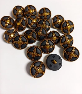 20 Knöpfe Nobilis Schmuckknöpfe Metalloptik 22mm Vintage Basteln - Bild 1 von 1