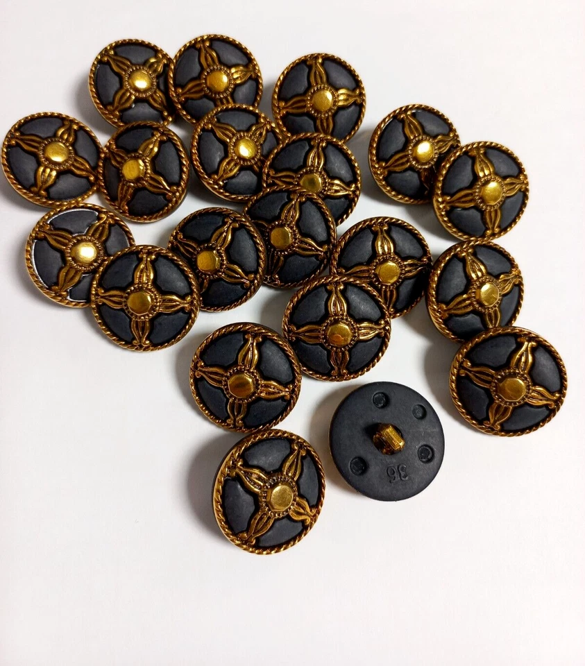 20 Knöpfe Nobilis Schmuckknöpfe Metalloptik 22mm Vintage Basteln - Bild 1 von 1