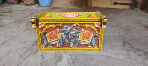 Vintage wooden box / Wooden chest box / Wooden box painted / Storage box Cover