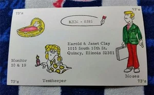 HAM CB RADIO QSL Trading Card "MOSES & TENTHEEPER - HAROLD CLAY QUINCY ILLINOIS" - Imagen 1 de 1