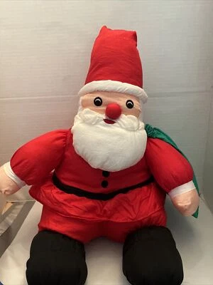 Brinquedo de pelúcia vintage anos 90 náilon paraquedas estilo inchado Natal Papai Noel - Imagem 1 de 4