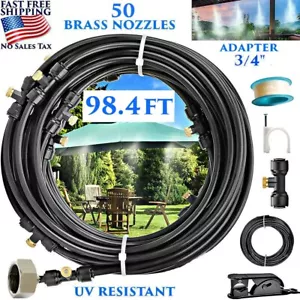 66FT MIST COOLING SYSTEM 24 NOZZLES OUTDOOR GARDEN PATIO MISTING KIT WATER SPRAY - Picture 1 of 18