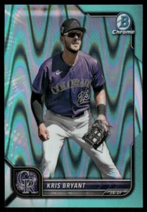 2022 Bowman Chrome Aqua RayWave Refractor 160/199 Kris Bryant #72 GS1 - Picture 1 of 2