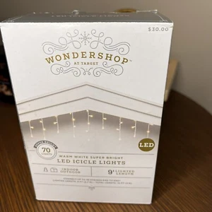 Wondershop 9' FT Curtain Icicle Lights Warm White LED Christmas Indoor Outdoor - Picture 1 of 5