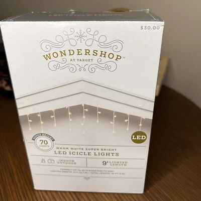 Wondershop 9' FT Curtain Icicle Lights Warm White LED Christmas Indoor Outdoor - Image 1 of 4