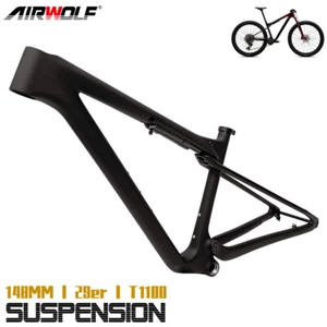 AIRWOLF Carbon Suspesion MTB Frame 29er BOOST Cyclocross Bike XC 148x12mm - Picture 1 of 24