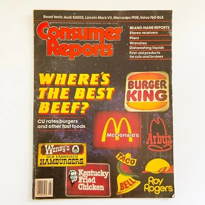 Consumer Reports Magazine July 1984 Burgers and Fast Food Dishwashing Liquids Foto 1 de 4
