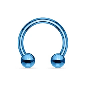 14G Blue Surgical Stainless Steel Horseshoe Septum Nipple Lip EyebrowBody Jewely - Picture 1 of 3