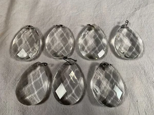 Victorian Lot of 7 Crystal Faceted Pendalogue Prisms 1&7/8 inches tall - Picture 1 of 4