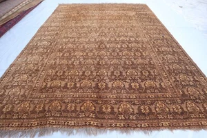 7'8x11'3 ft Vintage Terracotta Turkmen Handmade Oriental Rug, Living Room Rugs - Picture 1 of 16
