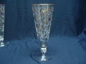 Vintage Libbey Royal Fern dorado blanco, 4 vasos de té helado, cerveza, Pilsner 8" - Imagen 1 de 8