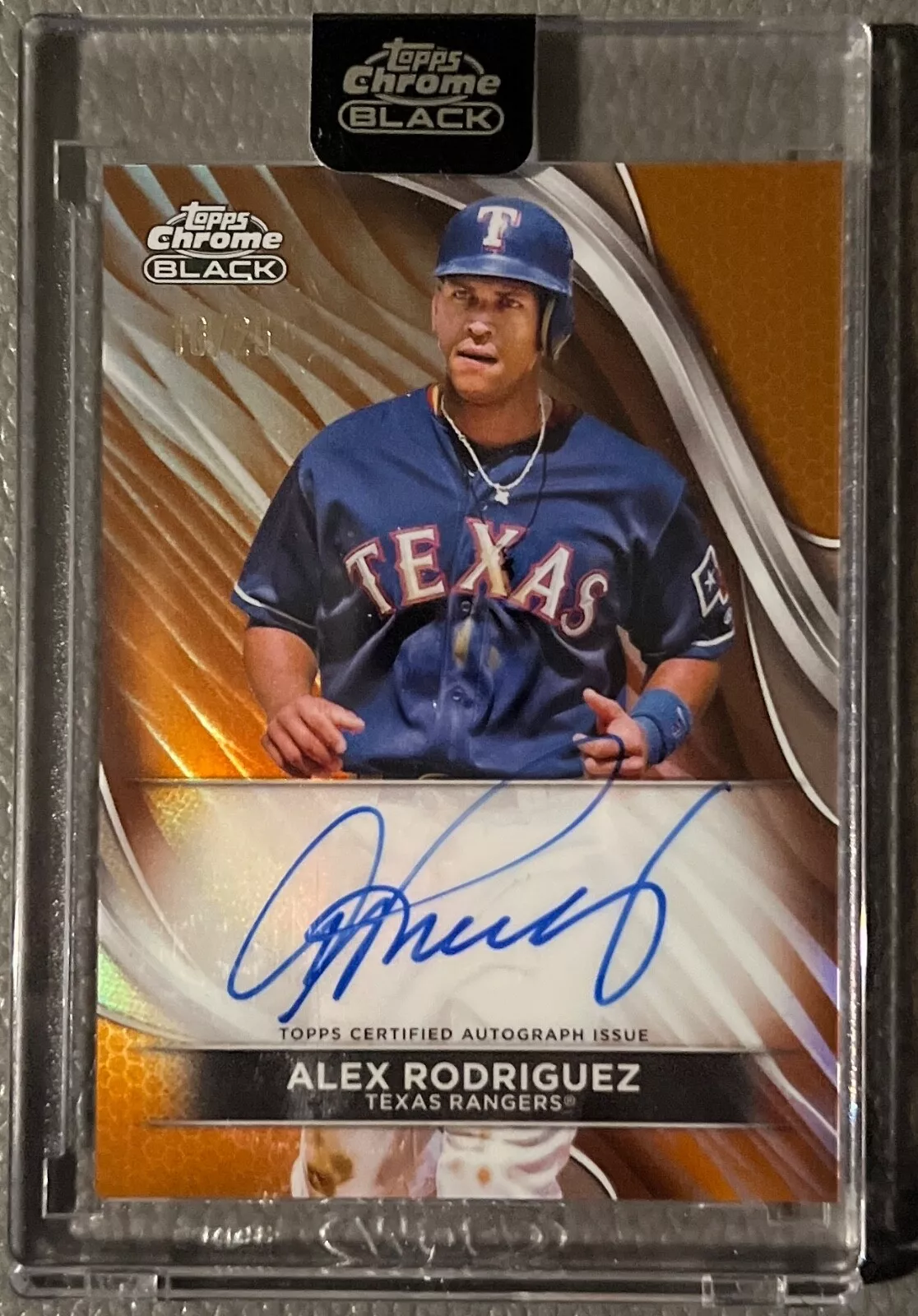 2024 Topps Chrome Black Alex Rodriguez Auto 16/25 Orange Refractor Rangers SSP