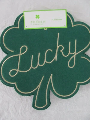 Storehouse St Patrick's-Lucky Shamrock- Green Felt - 4 Placemats 15 x 16-New  - Image 1 of 4