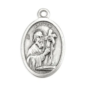 St. Saint Andrew - Pray for Us - Oxidized Italian Silver Tone 1 inch Medal - Picture 1 of 5