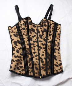 Shapshe Women's Fajas Colombianas Zip Up Corset Top AC2 Leopard Print Medium 