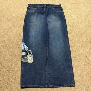 Jeans Kno Betta Y2K Baggy Skater Verniciato Acido Lavato Blu Scuro 36Wx31L - Foto 1 di 8