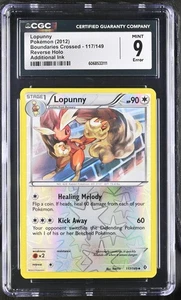 CGC 9 MINT Lopunny 2012 Boundaries Crossed 117/149 Reverse Holo Pokemon Card - Picture 1 of 2