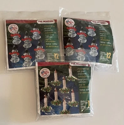 Lote de 3 kits artesanales navideños The Beadery Ornament. Juego de dos muñecos de nieve y una vela Foto 1 de 4