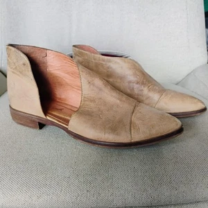 Stivaletti Free People Royale Flat In Taupe taglia 38 D’orsay in pelle boho neutri - Foto 1 di 13