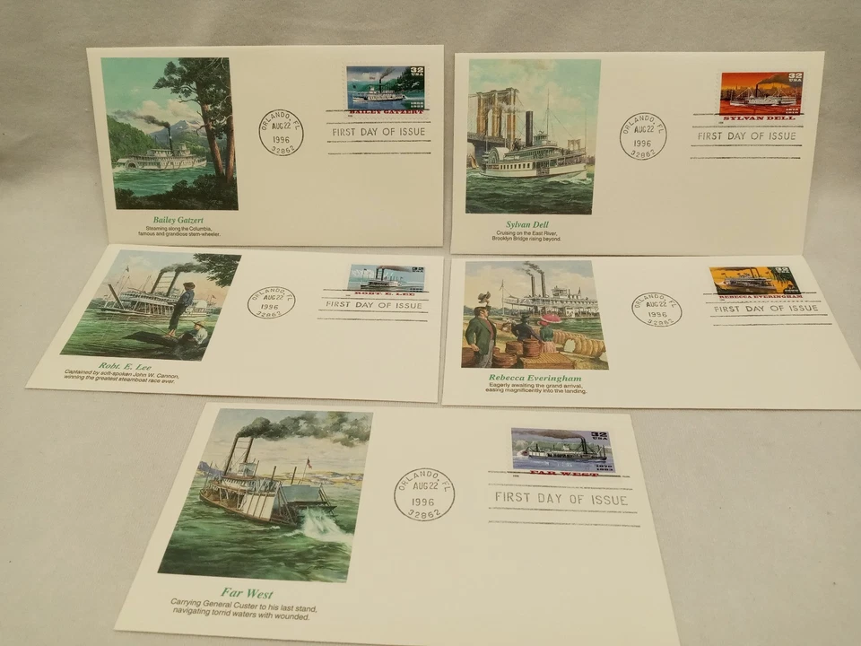 US First Day Issue Covers - 5 Covers 1996 RIVERBOATS 3091-95 (FDC253) - Image 1 of 1