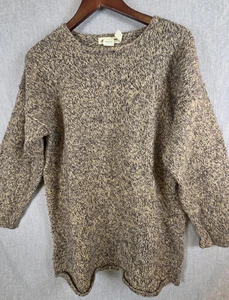Eddie Bauer Vintage Womens M Wool Blend Crew Neck Sweater Brown Chunky Gorpcore - Picture 1 of 8