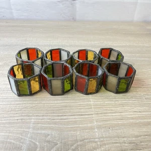 MCM Buntglas Serviettenringe 8 Stück rot grün gelb - Bild 1 von 14