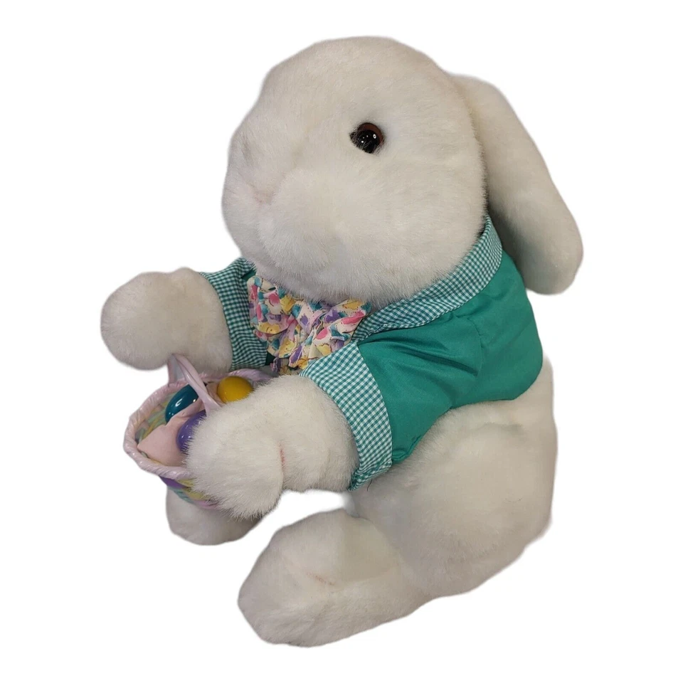 Vintage Commonwealth Bunny Rabbit Peter Cottontail Plush Easter Basket 1995 12" - Image 1 of 4