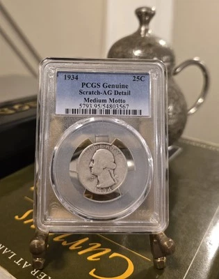 1934 Medium Motto Washington Quarter-PCGS Scratch-AG Detail - Image 1 of 4