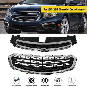 Upper Grille For Chevrolet Cruze 2015-2016 Chrome Black Mesh Replacement New - Picture 1 of 21