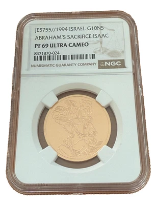 Israel 1994 Gold 1/2 oz 10 New Sheqalim NGC PF69UC Abraham's Sacrifice Isaac - Image 1 of 2
