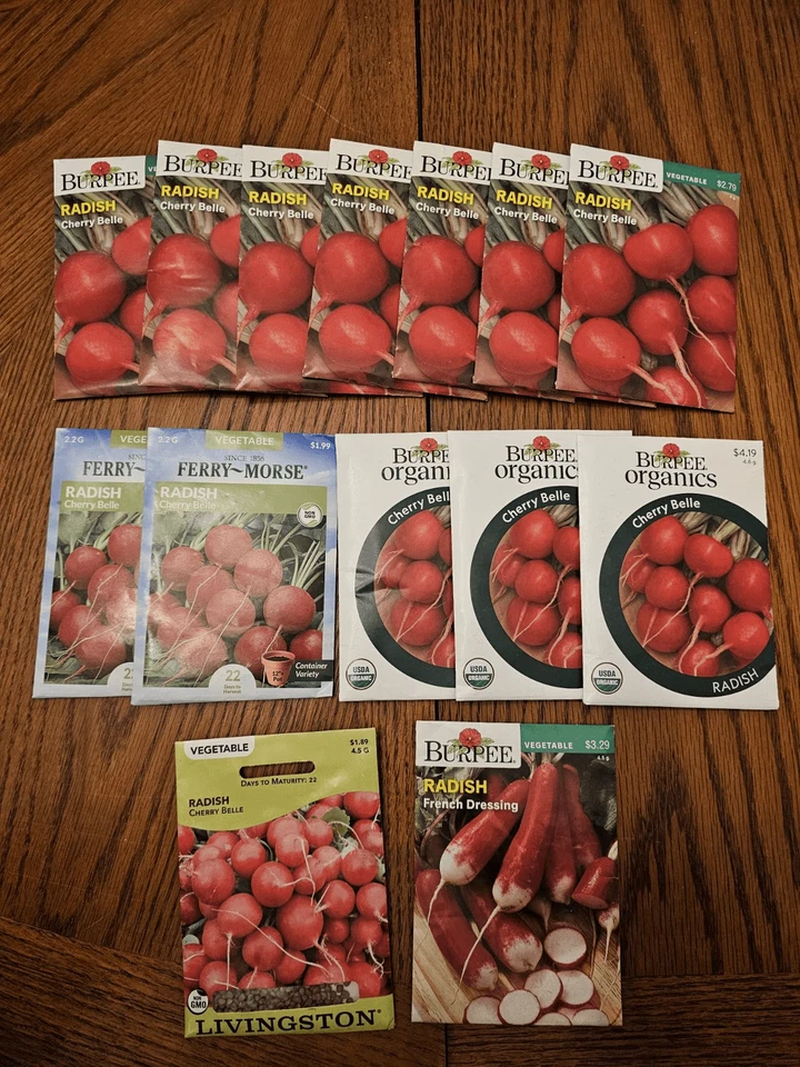 Lote De 14 Paquetes Semillas De Jardín Ferry Morse Burpee RÁBANO Foto 1 de 1