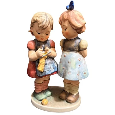 M.I. Hummel #256 Knitting Lesson TMK4 German Figurine Porcelain 7-1/2" 1968 - Image 1 of 4