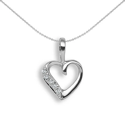 9ct White Gold Jewelco London 0.025ct Diamond Dainty Love Heart Charm Pendant - Image 1 of 4