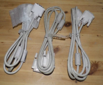 drei Stück - ca 1,8m DVI Kabel | DVI-D Single Link 18+1 Pin - unbenutzt, in grau - Bild 1 von 2