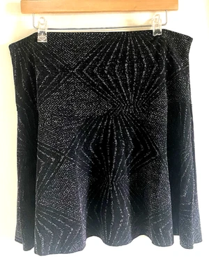 New George Geometric Pattern Sparkly Black Skater Skirt Size UK 16 - Image 1 of 4