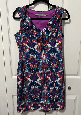 Платье Marc NY Andrew Marc женщин без рукавов синий фуксия оборкой воротник размер 10 - Изображение 1 из 4