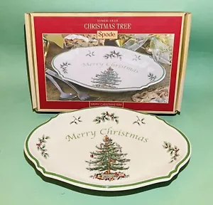 Spode Christmas Tree Serving Dish Plate, 11" Oval Merry Christmas Cookie Tra - Picture 1 of 5