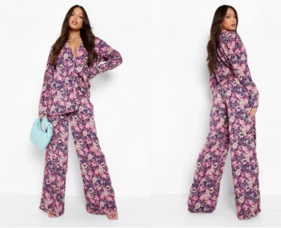 12 Tall Woven Printed Pants, Shirt and Headscarf Paisley Navy and Pink NWOT - Image 1 of 3