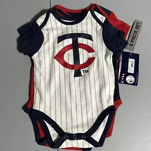 Minnesota Twins Newborn & Infant Bodysuit 3-6mo Navy/Red/White League Player 3pk - Picture 1 of 8