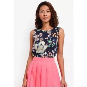 J. Top Crew Liberty Tela Azul Marino Multicolor Floral Sin Mangas Talla 0 - Imagen 1 de 8