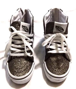 Vans "Off The Wall" Old Skool KIDS High Top Glittery Gray Canvas KIDS Size 11 - Picture 1 of 10