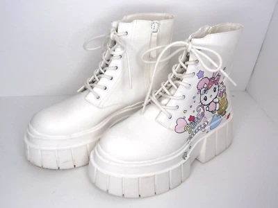 Bershka Hello Kitty Lace-up White Boots Size EU 36/37 Please Read - Image 1 of 4