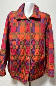 C.J Banks Women 2X Quilted Light Weight Jacket Pink Orange Purple Pockets Plus - Picture 1 of 8