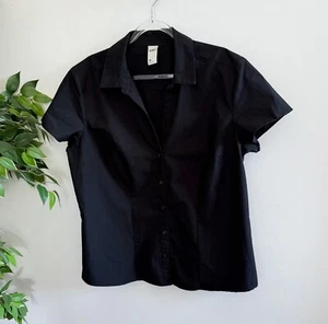 Anko Kmart Womens Top Blouse Size 16 Short Sleeve Button Front Black - Picture 1 of 8