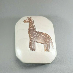 Giraffe Trinket Box African Theme Hand Carved Soapstone Hand Painted Giraffe VTG - Picture 1 of 11