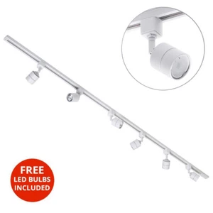 Litecraft 2 Metre Kitchen Track Light With 6 Soho Heads & LED Bulbs - White - Picture 1 of 1